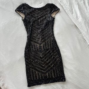 Dress the Population Black Minidress Sequins XS